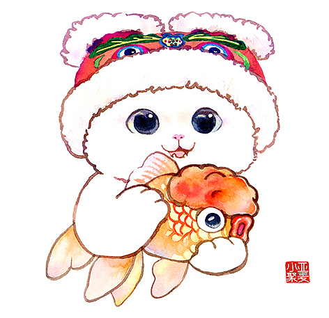 虎头帽小萌猫（图ZMjkwMDczMzI4） - 艺术插画 - 站酷设计师亚麦小聚原创素材 - 站酷ZCOOL