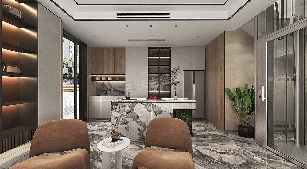 俊峰山万里叠拼别墅装修,现代轻奢风格户型方案设计图