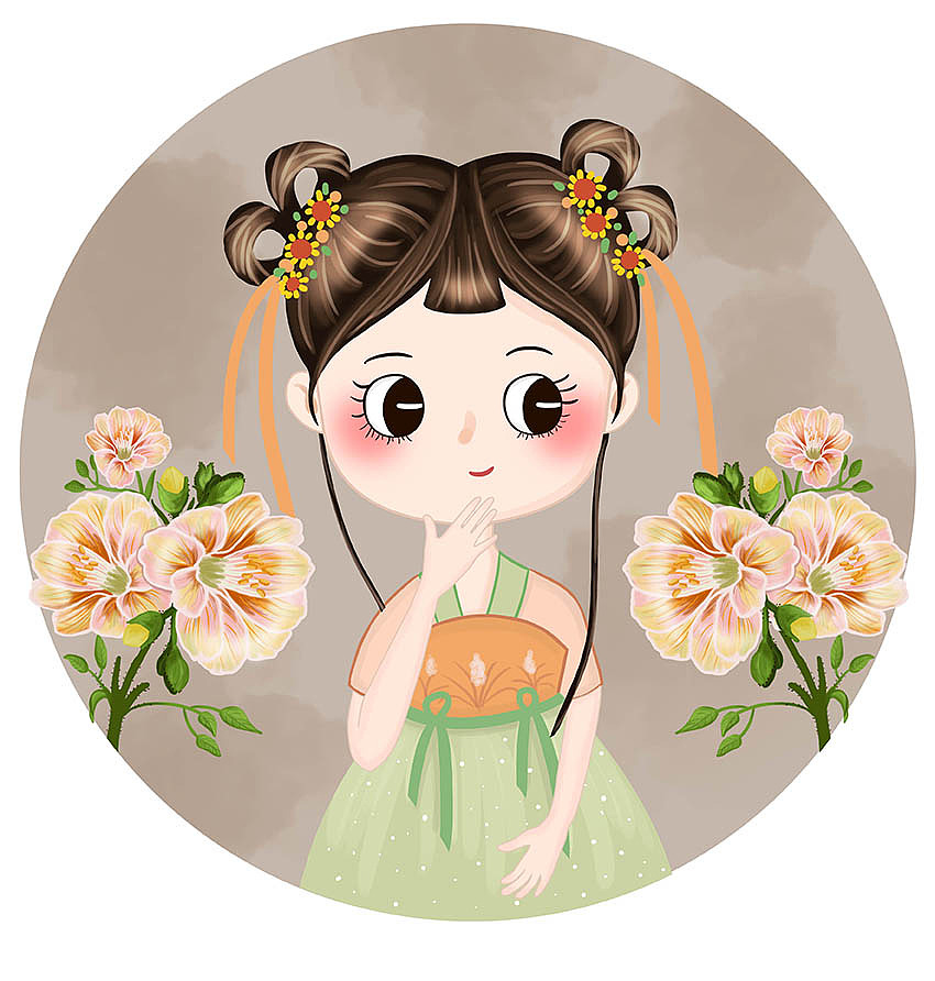 卡通Q版汉服女孩