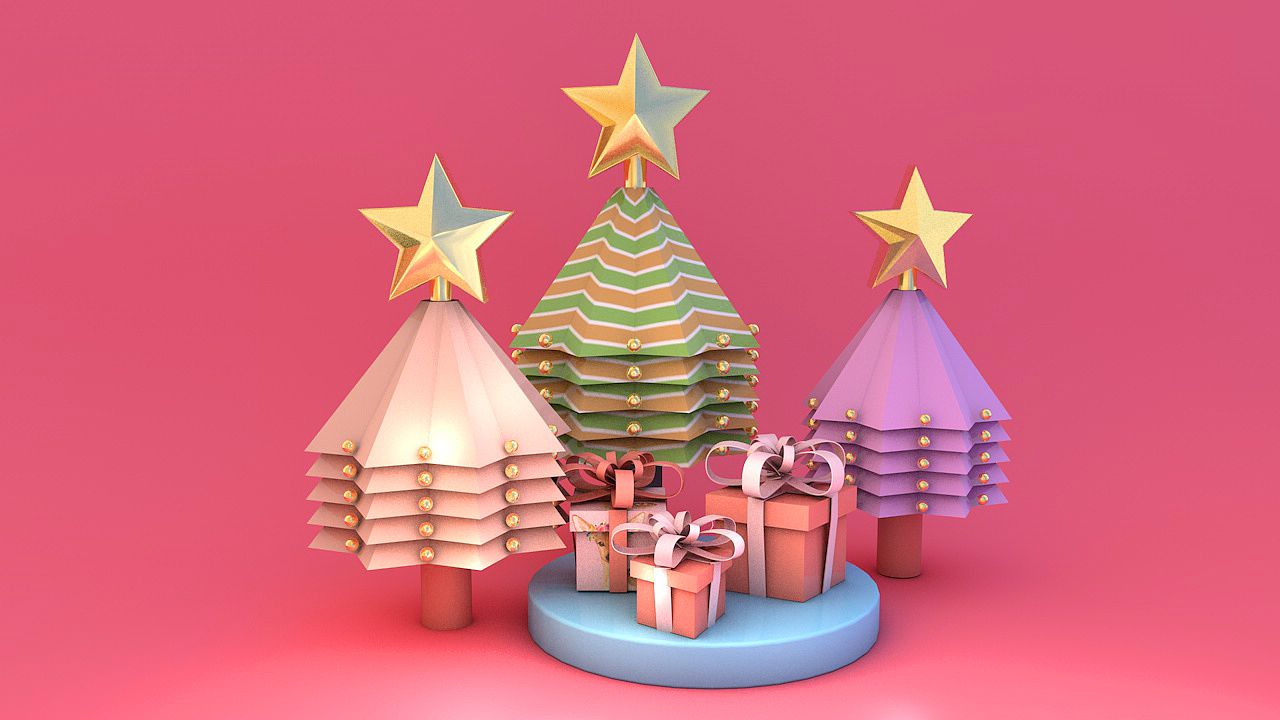 圣诞树c4d（图ZMTI4NTczNDI0） - 其他平面 - 站酷设计师会飞的鱼Q原创素材 - 站酷ZCOOL