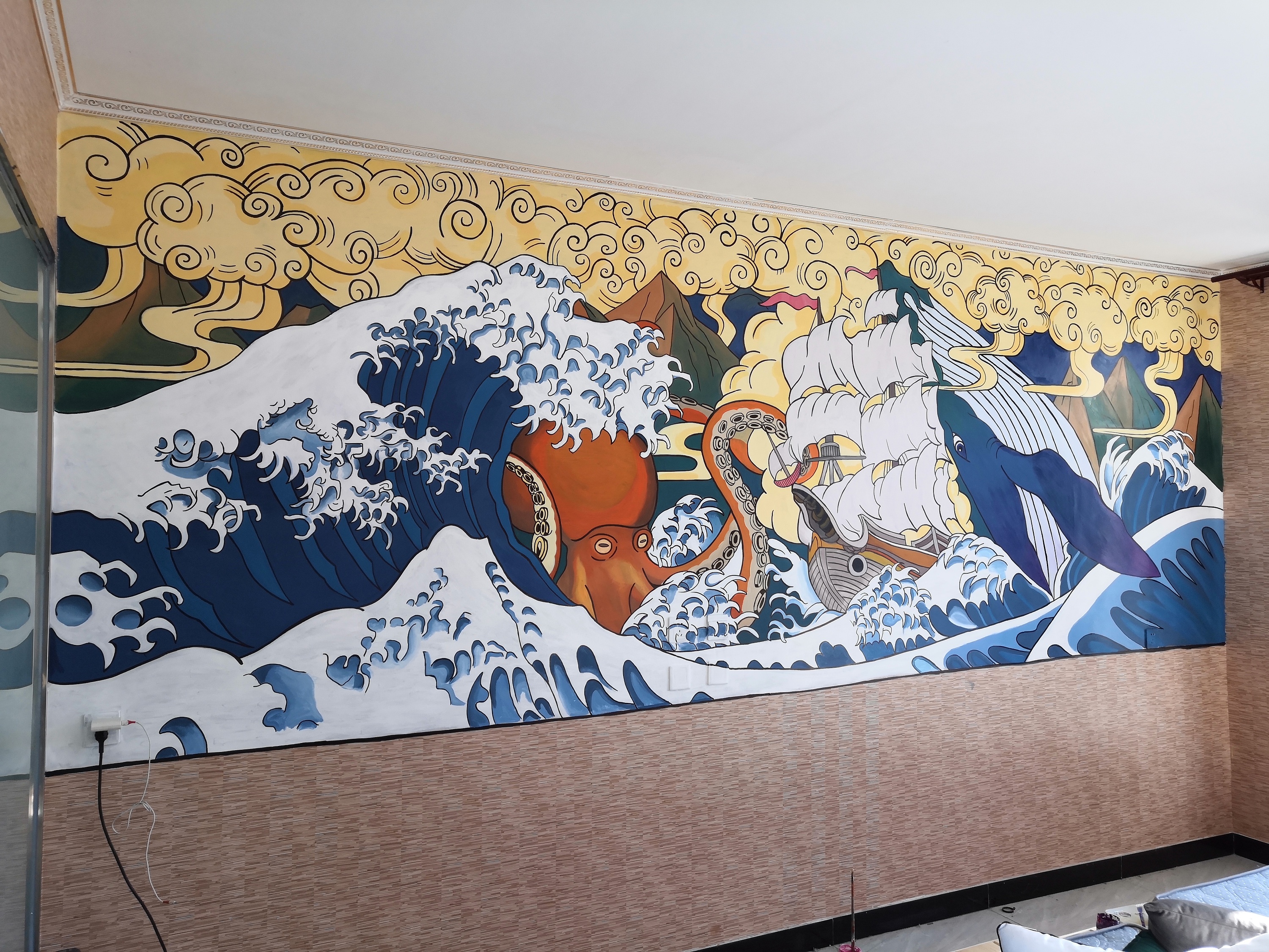 客栈日式浮世绘风格墙绘