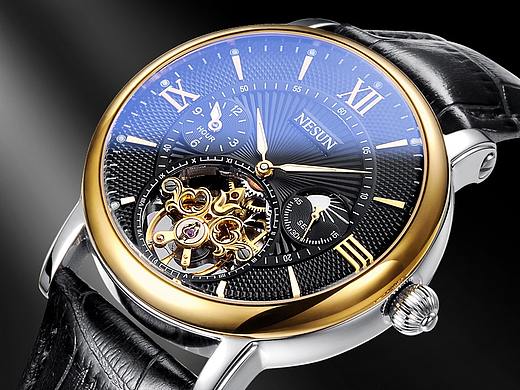手表摄影/NESUN尼尚全自动机械手表镂空夜光防水男表
