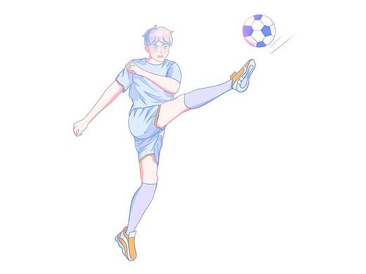 足球少年踢球元素人物插画