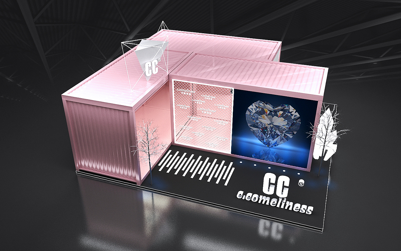 CC珠宝 集装箱 展位 展会 效果图设计