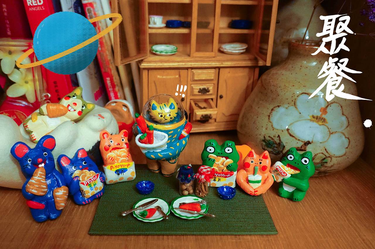  手作粘土玩具设计——宇航喵系列之吃货篇（5） 