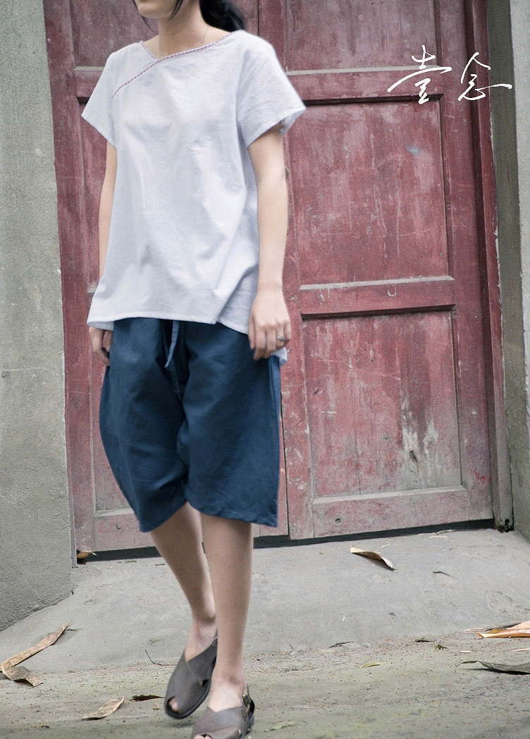 壹念原创女士夏装纯棉手工走线文艺百搭短袖套头T恤 女式纯棉T恤（图ZMTYzNjgwMzY=） - 休闲/流行服饰 - 站酷设计师王善斌原创素材 - 站酷ZCOOL