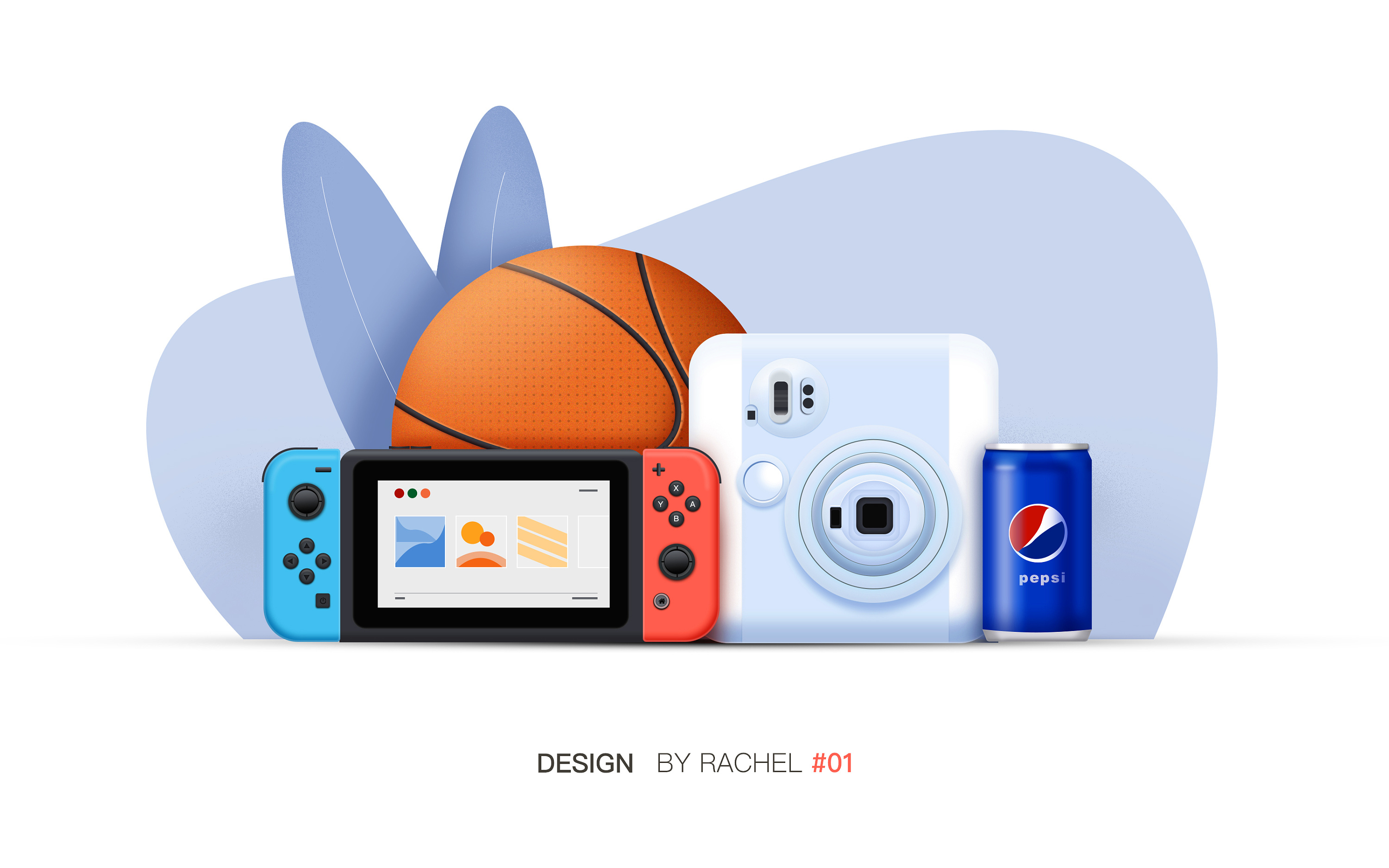 6月画的轻拟物插画