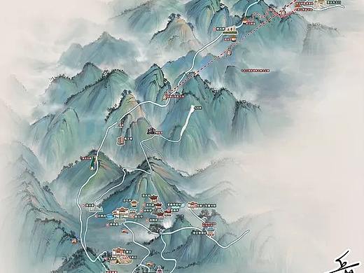 度假区自然生态景点手绘地图绘制