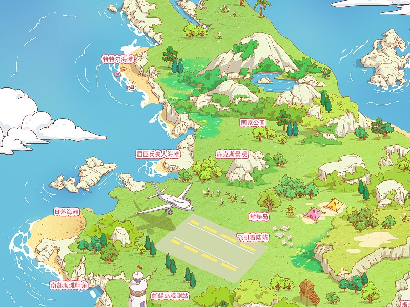 日本寺庙手绘地图旅游导览地图