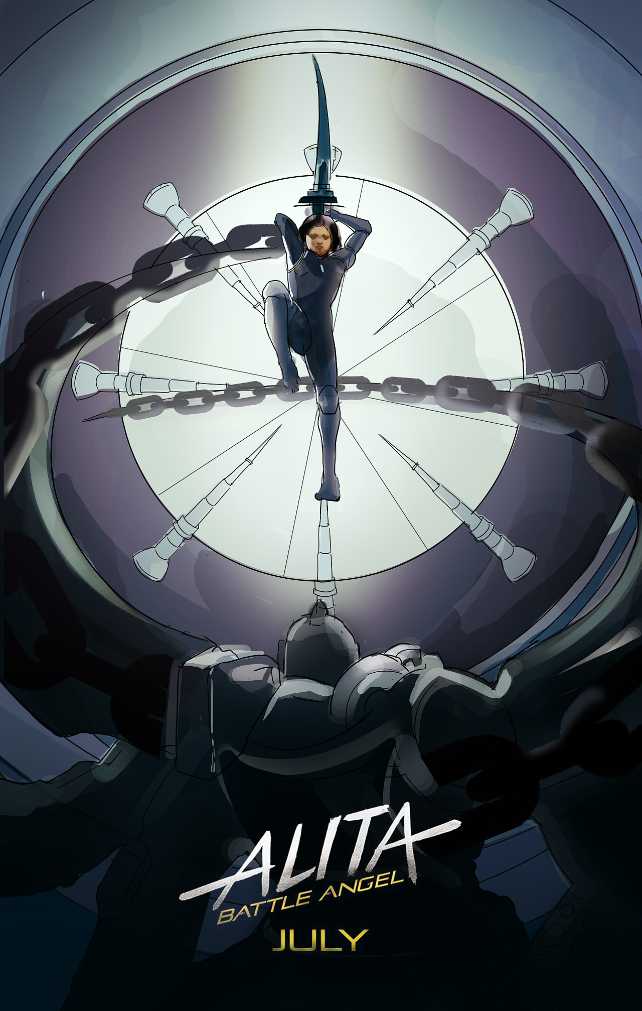 电影《阿丽塔:战斗天使》场景手绘