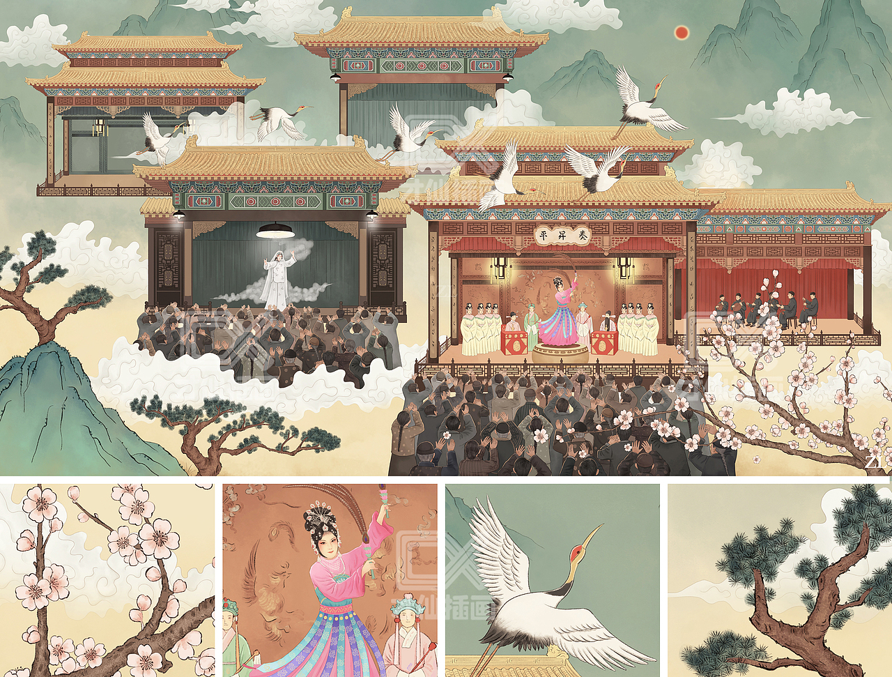 《鬓边不是海棠红》插图（图ZMjAxODA5NDc2） - 创作习作 - 站酷设计师才仙插画原创素材 - 站酷ZCOOL