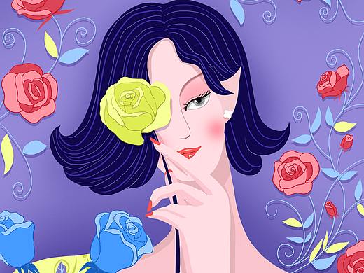 花儿与少女-玫瑰