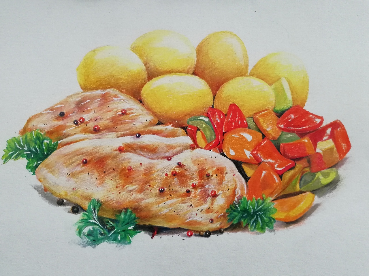 彩铅手绘食物练习（图ZMTc1MjUxNTg4） - 创作习作 - 站酷设计师鱼阿咦原创素材 - 站酷ZCOOL