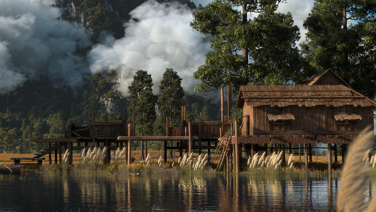 翼狐教程案例2《湖中小屋》