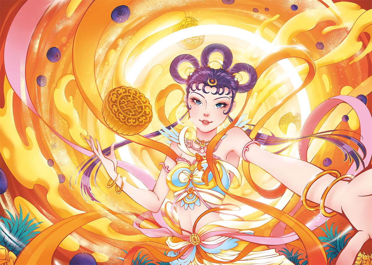 良品铺子 · 奶黄小靓月丨插画
