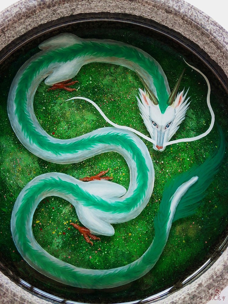 千与千寻の白龙3d树脂画