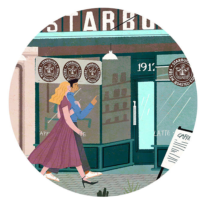 星巴克长沙桃子湖店大型壁画