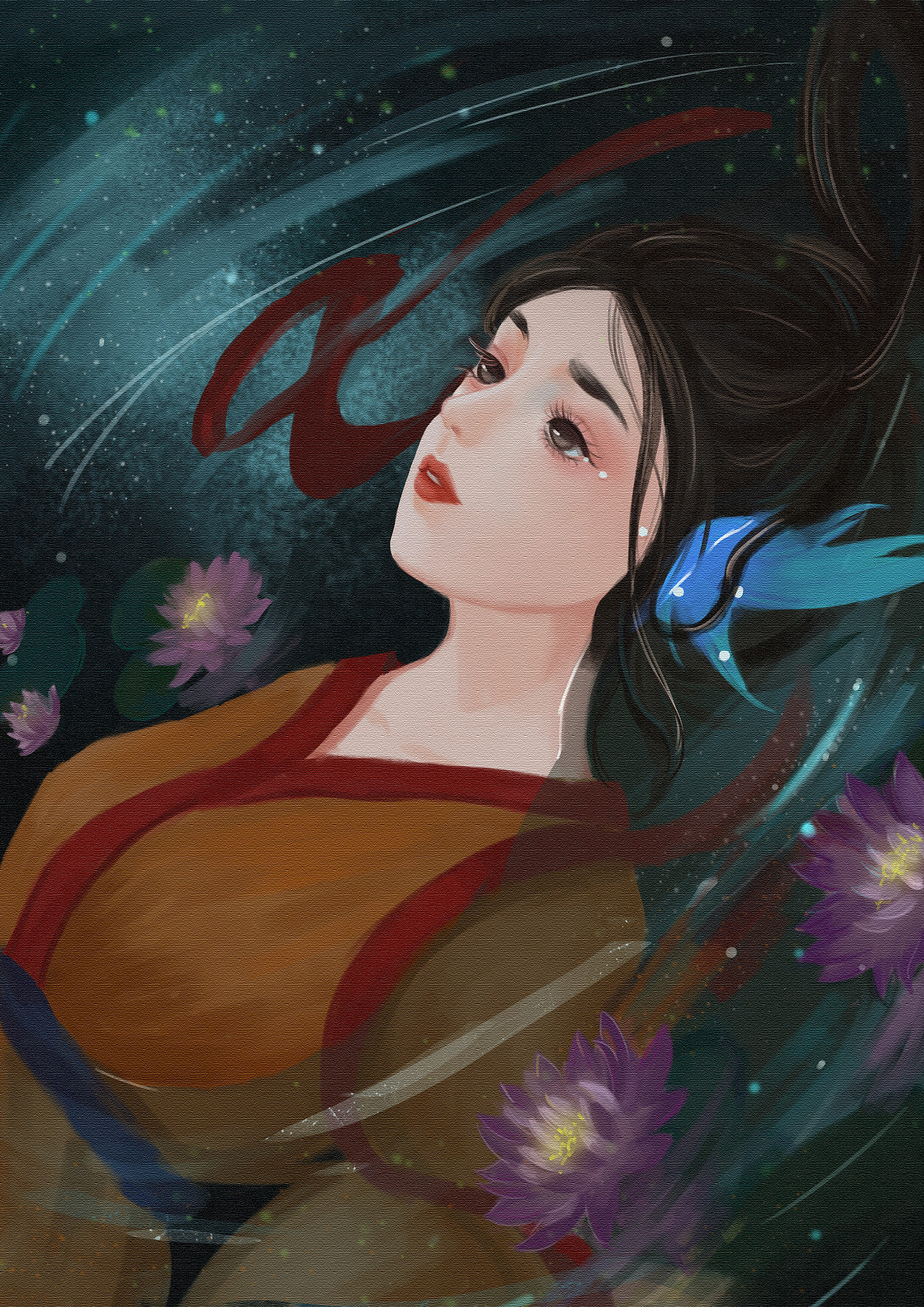 中国的美人鱼鲛人cg插画设计