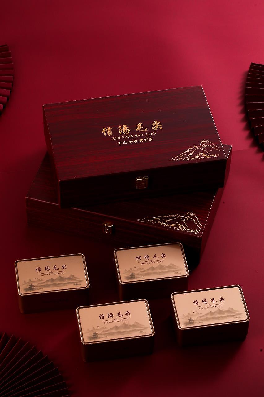 春茶信阳毛尖礼盒木盒产品拍摄