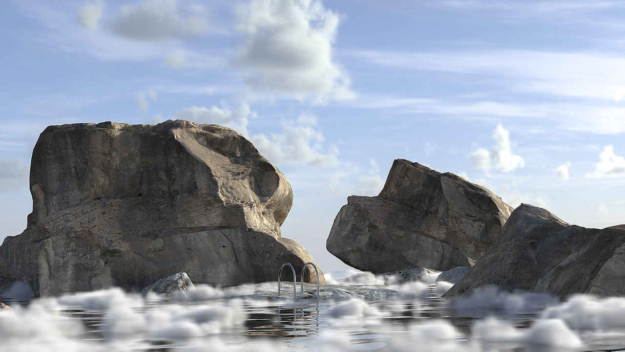 泳池c4d场景渲染作品