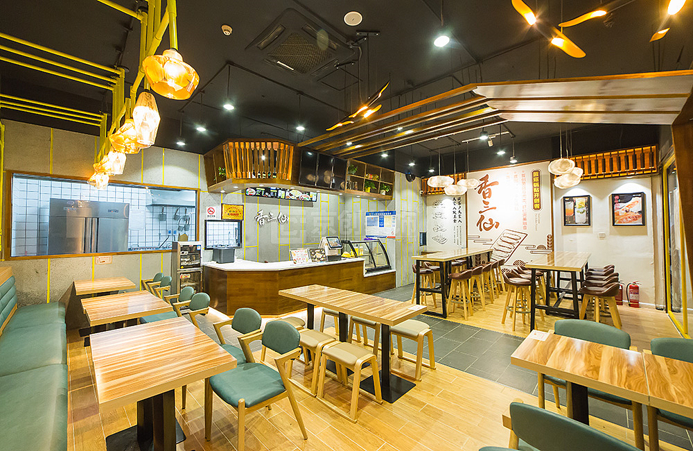 郑州餐饮店装修设计案例香三仙菌菇锅贴餐饮店效果图