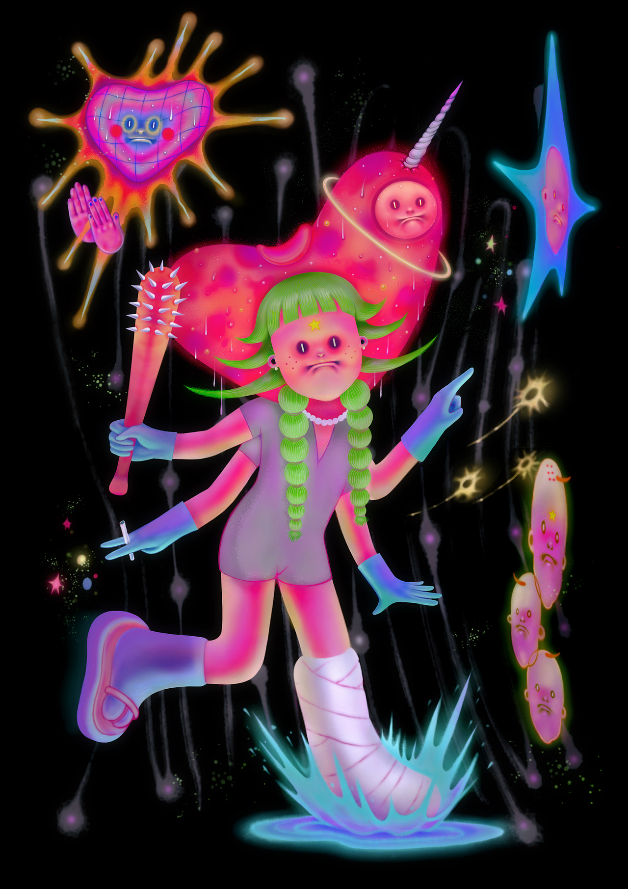 去追亿颗蓝星星💫（图ZMzUyNDU1NDAw） - 新锐潮流插画 - 站酷设计师阿浓浓浓啊原创素材 - 站酷ZCOOL