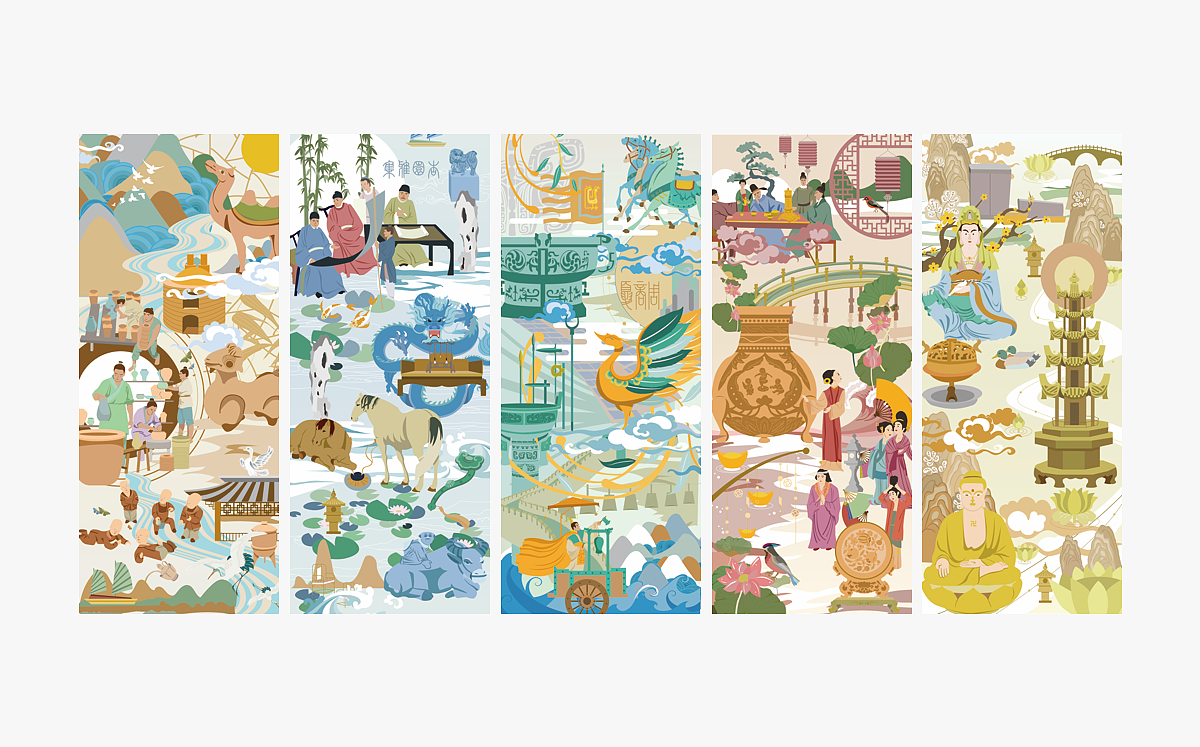 镇江博物馆插画设计（图ZMTMxNjA0NjQ4） - 艺术插画 - 站酷设计师鱼桑原创素材 - 站酷ZCOOL