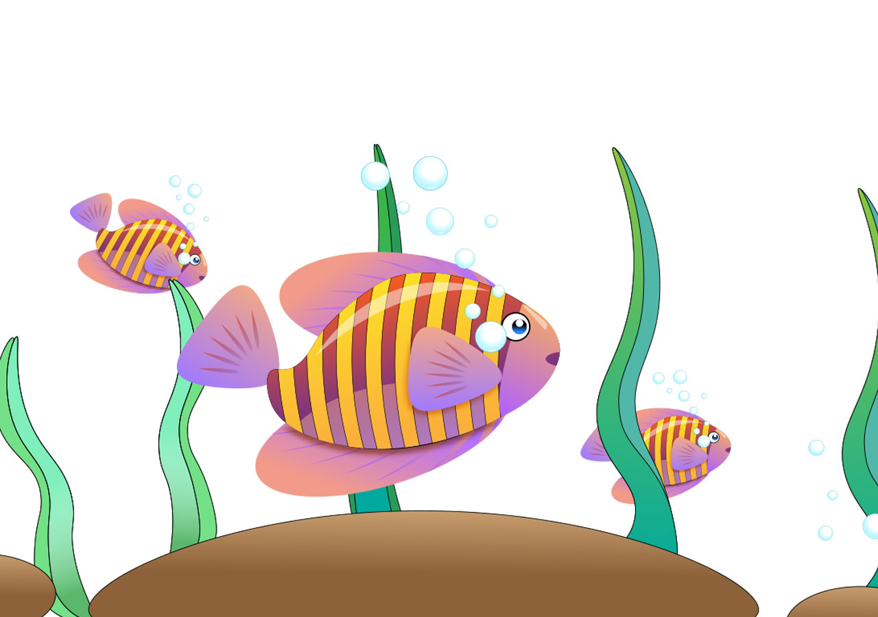 可爱卡通海洋生物鱼尾巴素材免费下载 - 觅知网