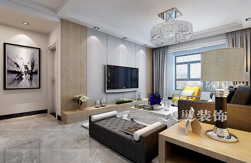 郑州现代简约风客厅装修效果图,舒适惬意不失温馨