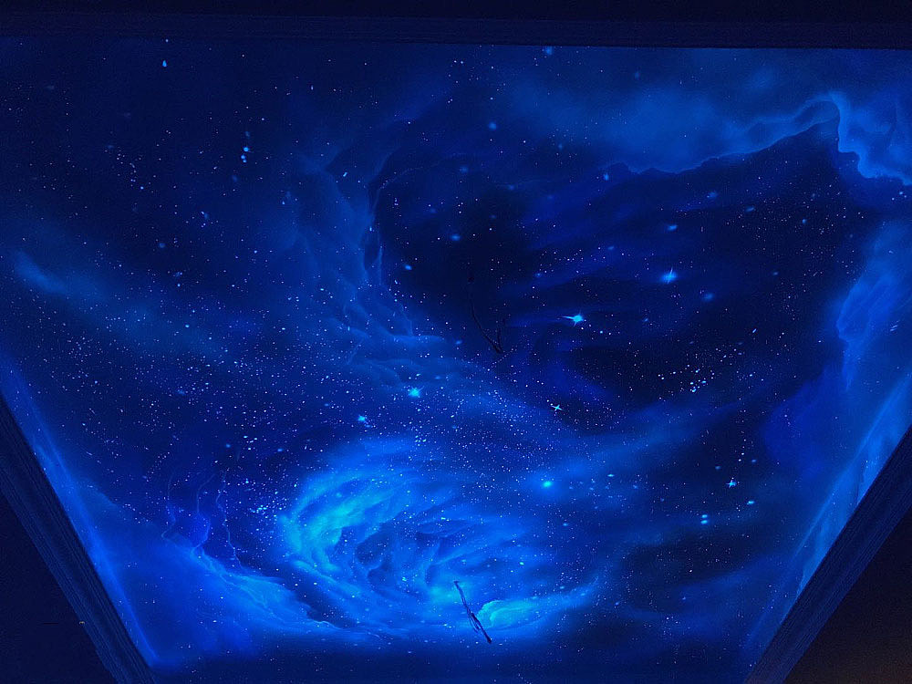 别墅吊顶星空主题隐形画作品上海墙绘