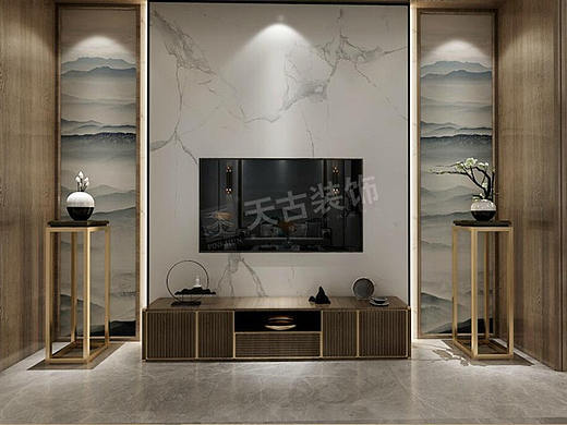 保利茵梦湖联排别墅装修|新中式风格别墅设计-天古装饰