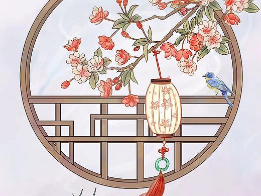 原创古风唯美宫廷中国风商业插画板绘，手机壳插画设计