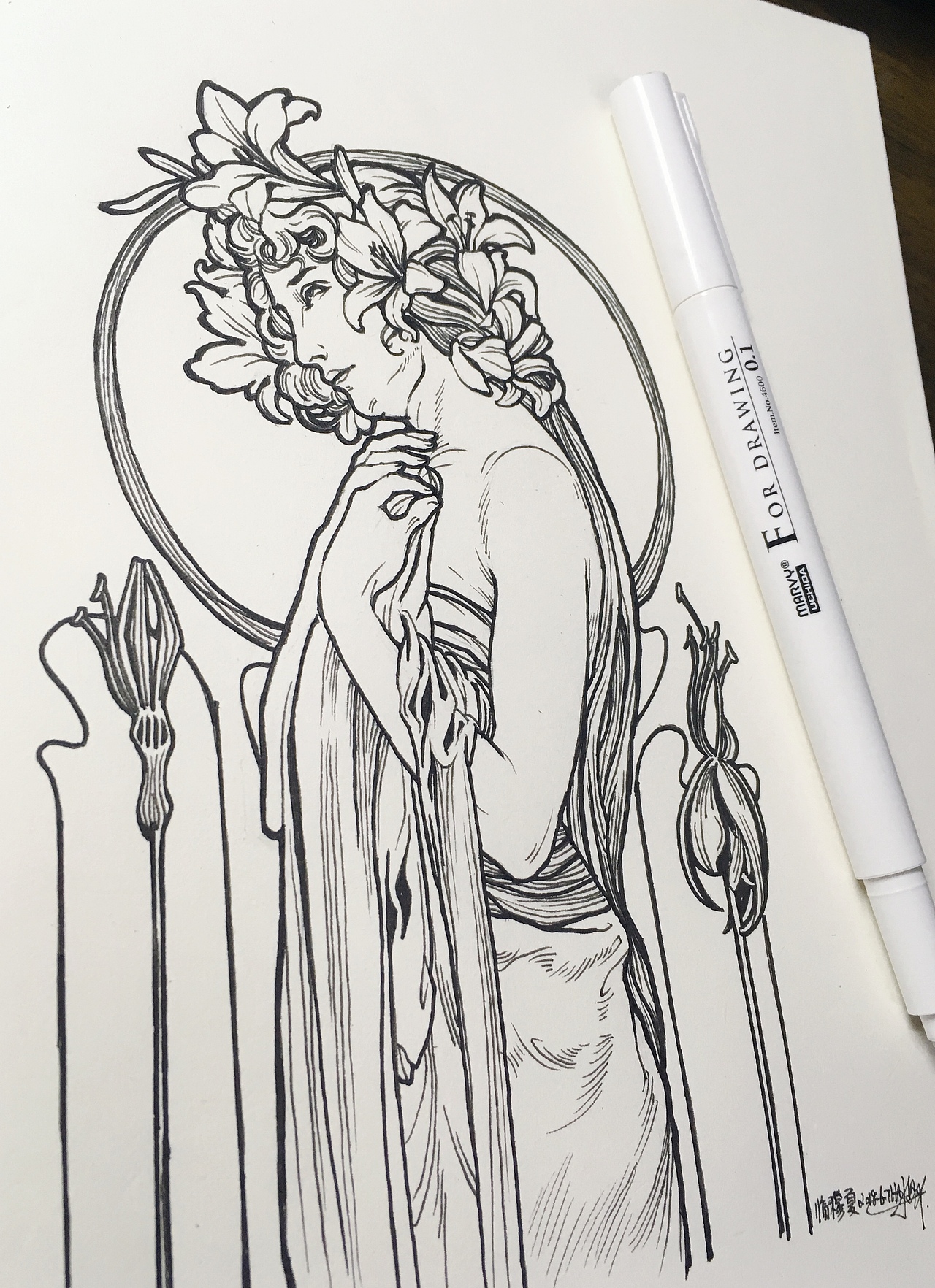 线稿练习转临阿尔丰斯穆夏