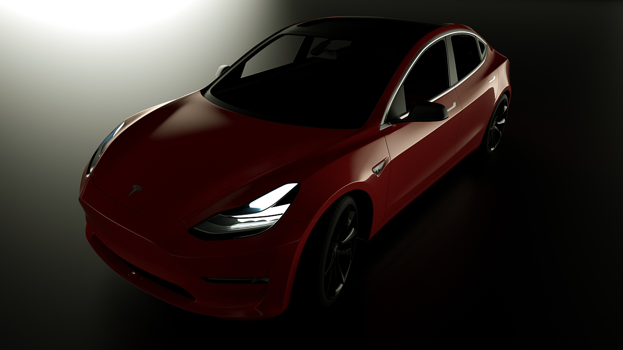 特斯拉model3渲染
