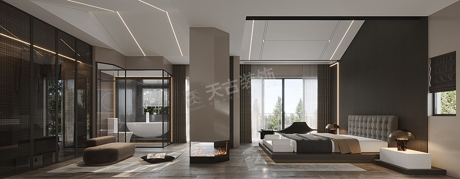 恒大御龙天峰装修案例,跃层户型意式风格设计效果图（图ZMjgzMzM0NDI0） - 家装设计 - 站酷设计师天古装饰设计师T原创素材 - 站酷ZCOOL