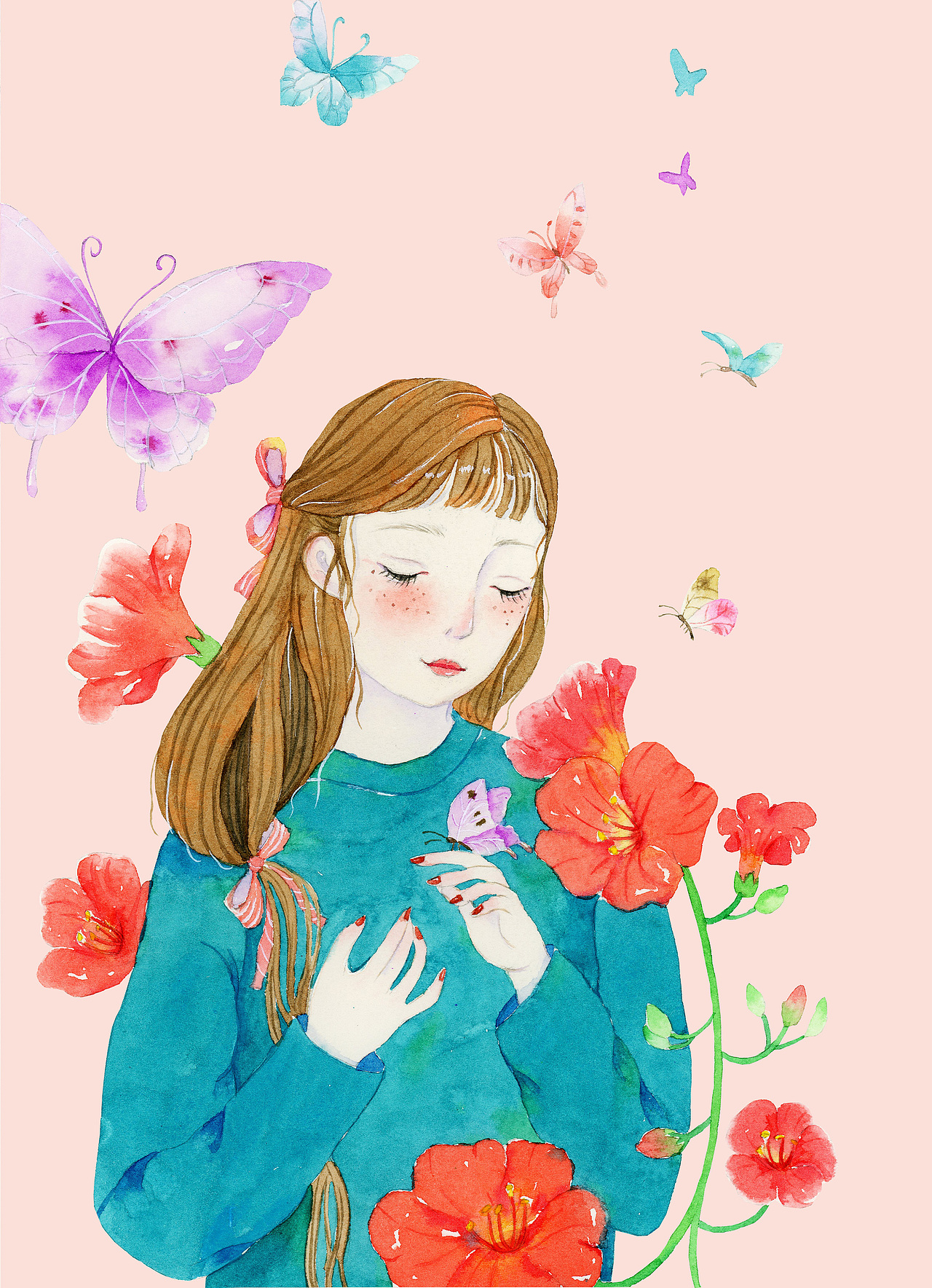 花与少女|插画|商业插画|邢小杰_原创作品-站酷zcool