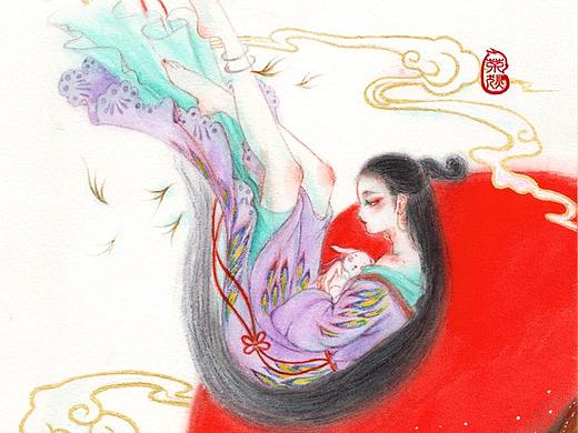 茶狄手绘插画-嫦娥