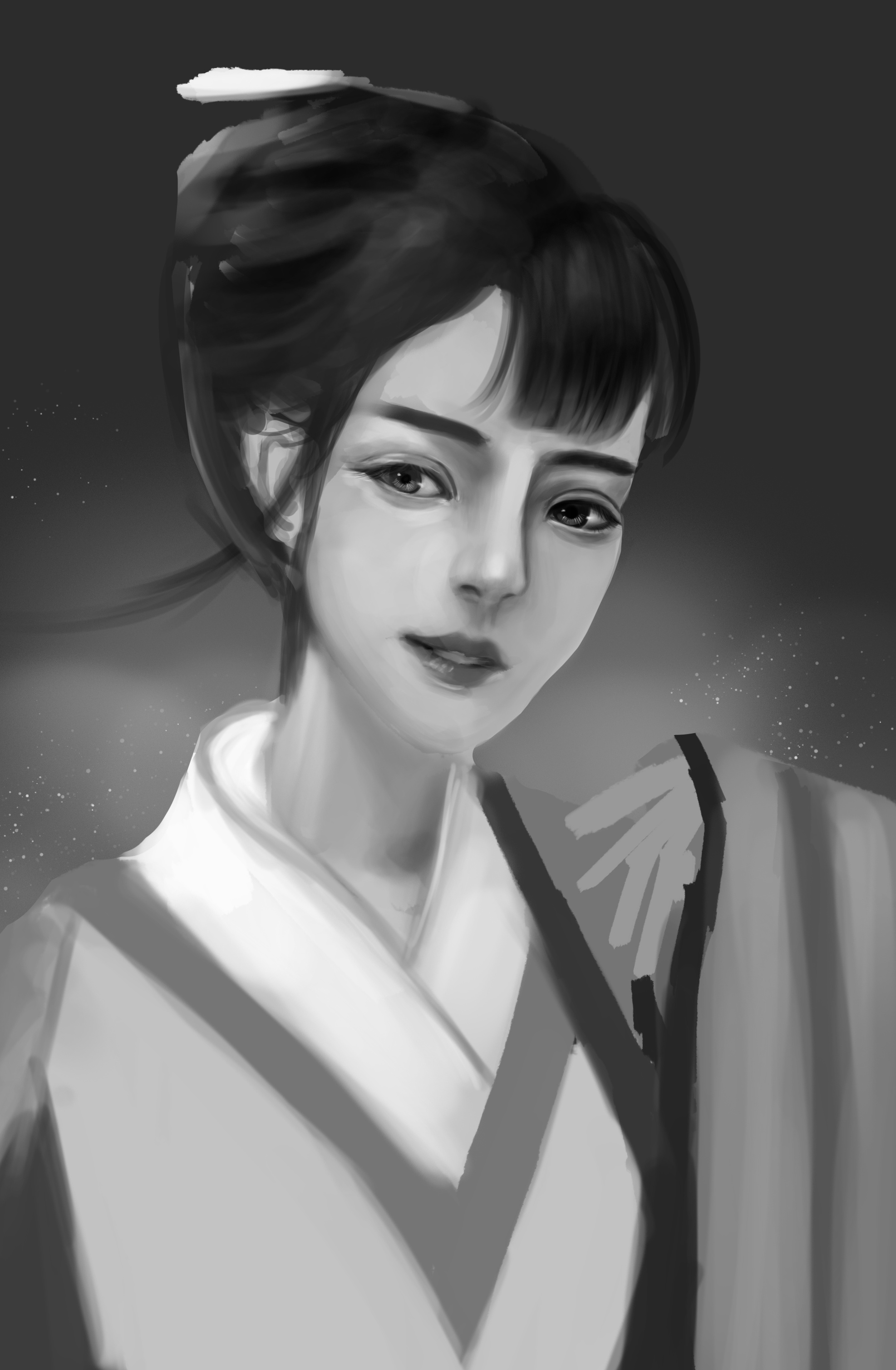 临摹 犹抱琵琶半遮面 古风素萝少女