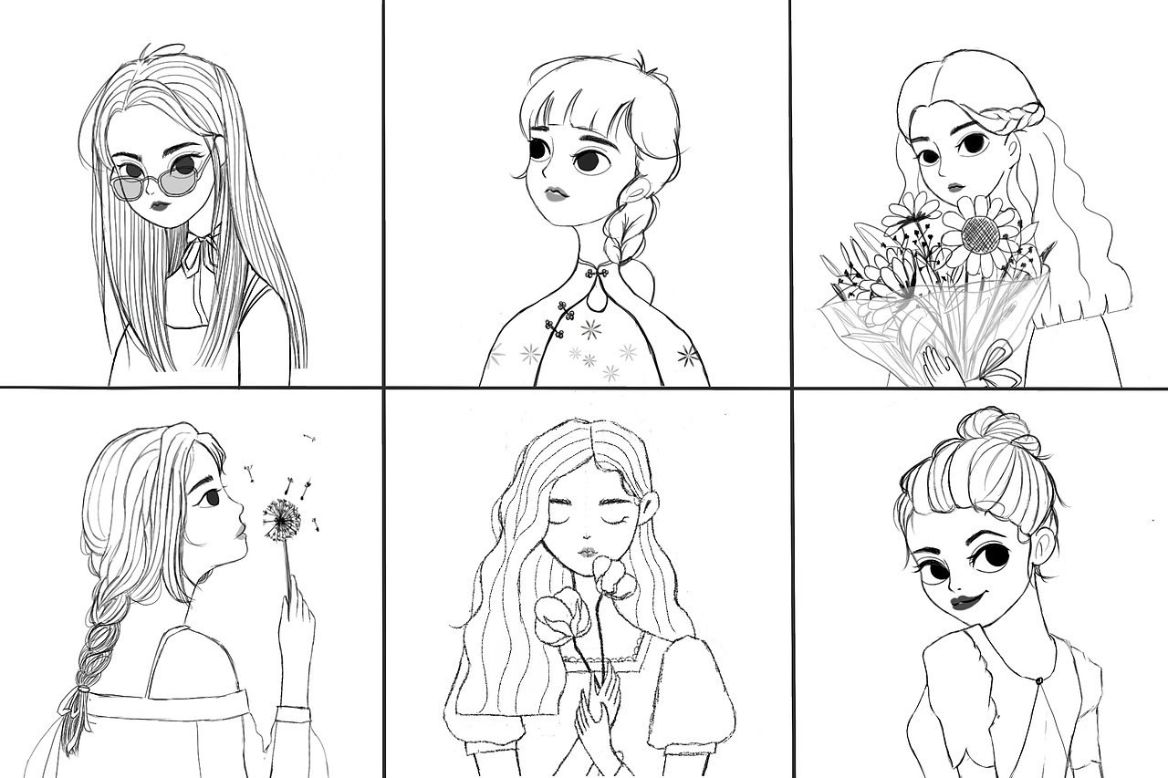 插畫～頭像練習（線稿+上色）（圖ZMjA0MTMwNjcy） - 創(chuàng)作習作 - 站酷設計師魔創(chuàng)視覺_媛淺原創(chuàng)素材 - 站酷ZCOOL