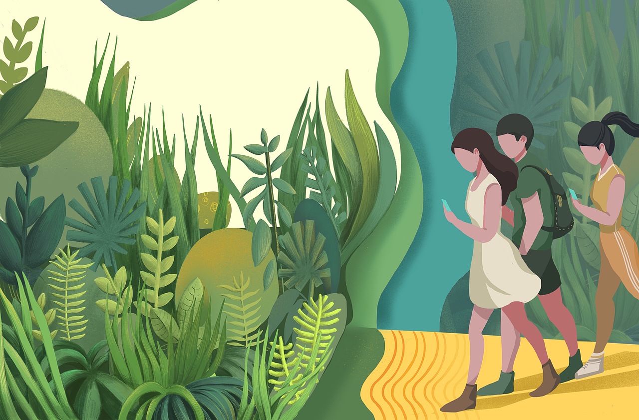 扁平风插画环保宣传海报