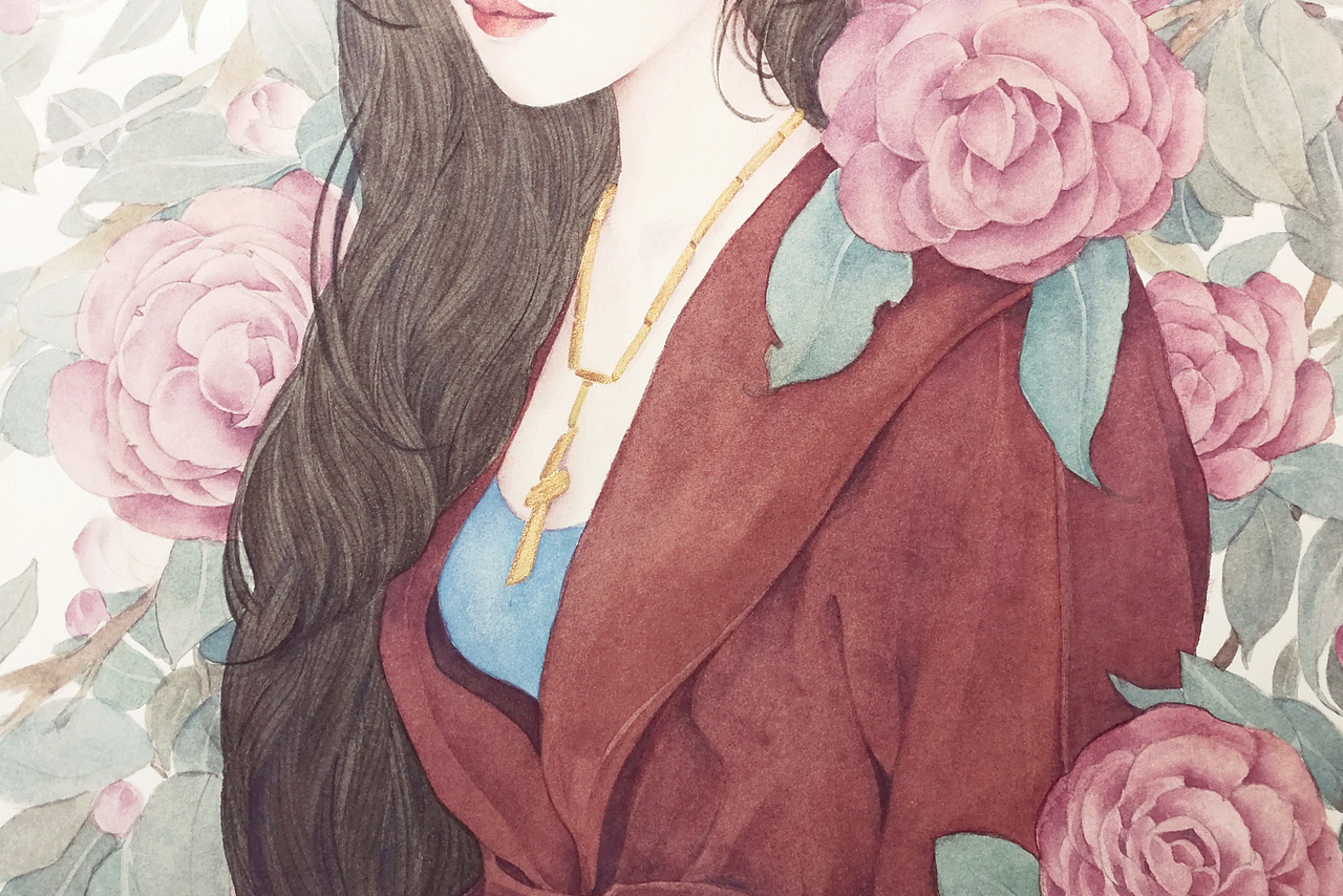 送你一朵山茶花|插画|商业插画|红花honghua_原创作品-站酷zcool