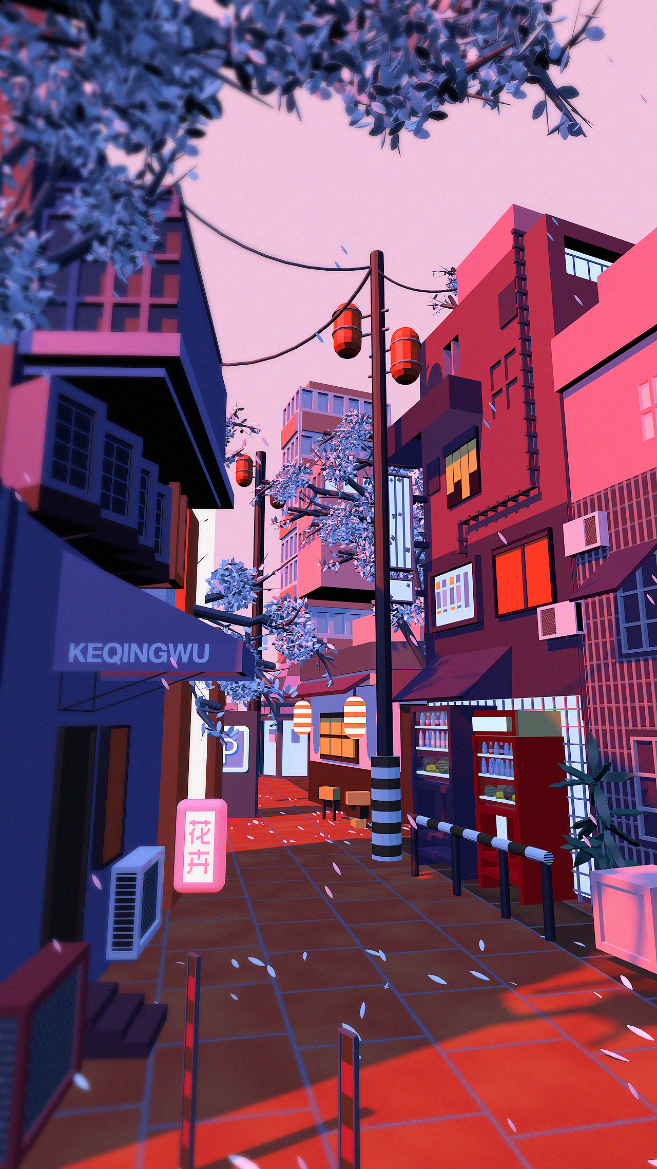 c4d lowploy风格之《花卉街景》