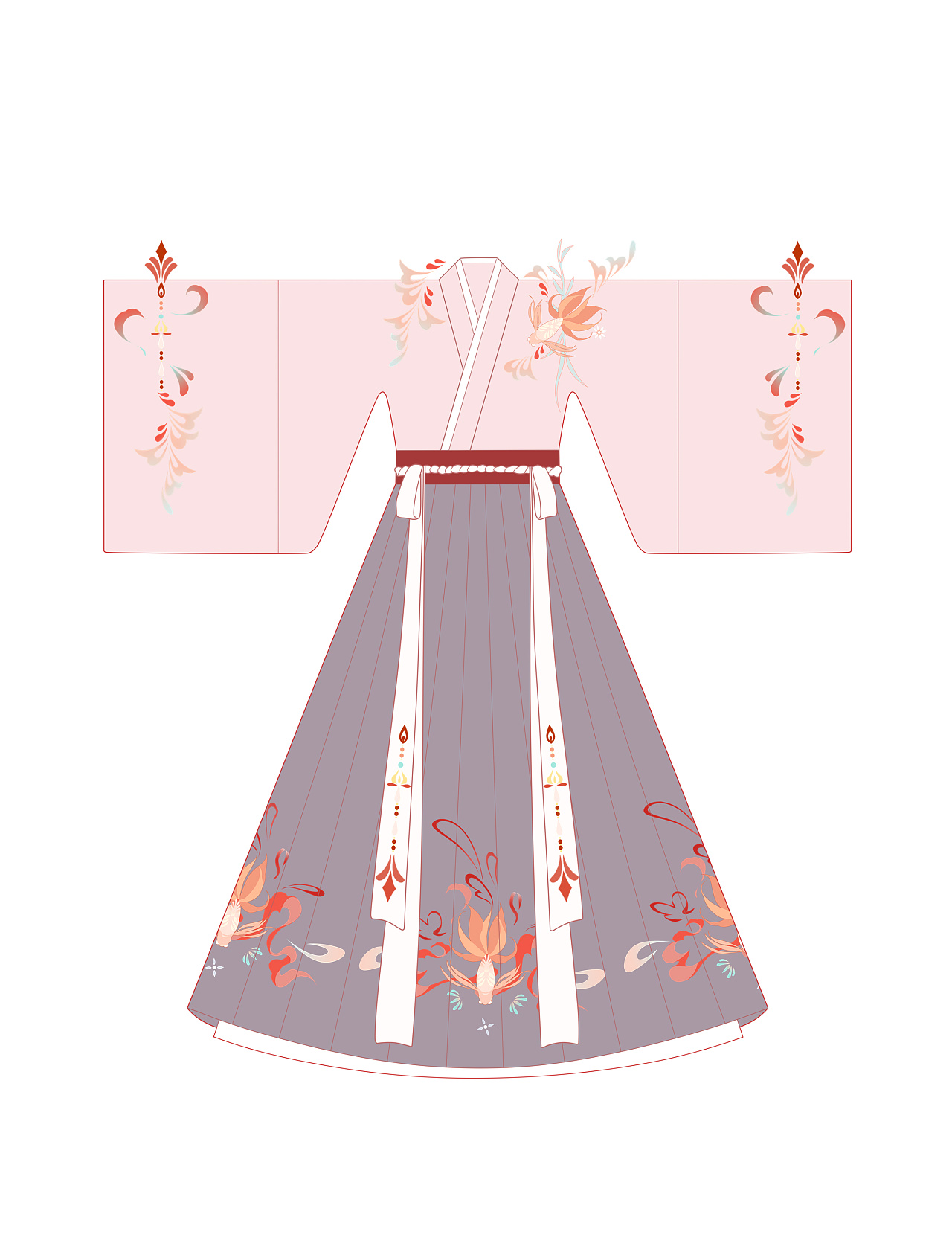 汉服设计之【交领齐腰襦裙】——玉满堂