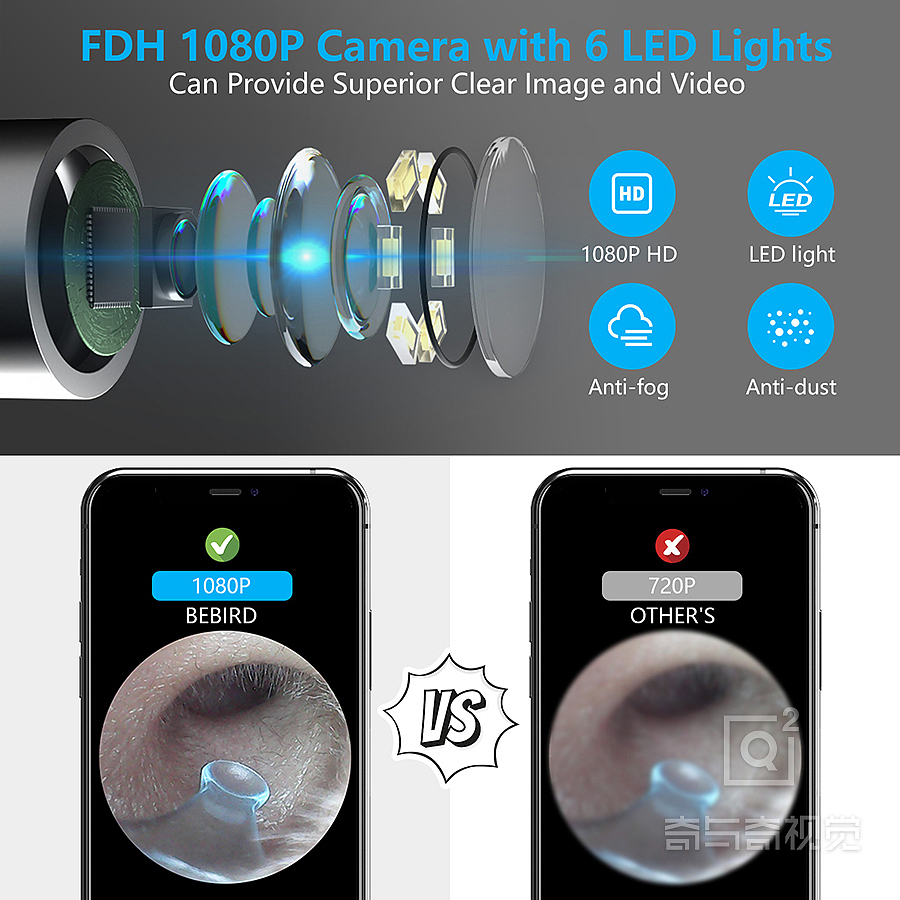 亚马逊主图设计,产品拍摄精修设计,智能挖耳勺主图