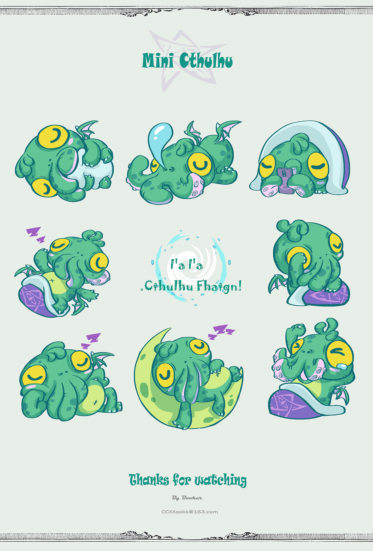 举报37分享原创作品插画艺术插画克苏鲁q版潮玩萌系桌游原创画集