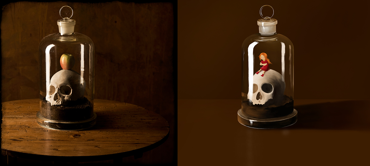 静物变插画之：装进瓶子里的小女孩（图ZMTc0NDIyNzg4） - 创作习作 - 站酷设计师UI设计龚春节原创素材 - 站酷ZCOOL