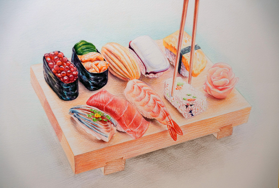 寿司系列1|彩铅|纯艺术|凡彩手绘 - 原创设计作品 - 站酷 (zcool)