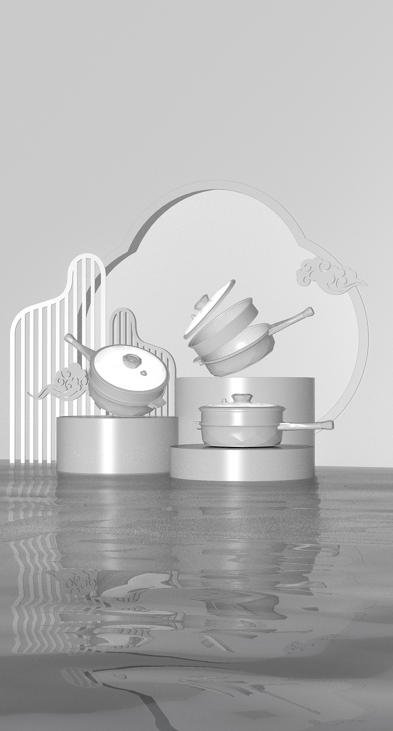 C4D 作品 锅具渲染 中式 国潮