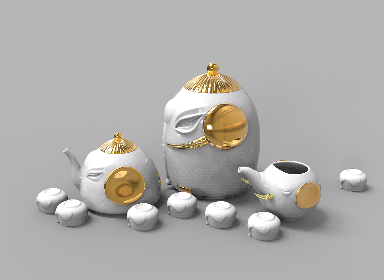【祥和家族】大象主题茶具系列设计作品