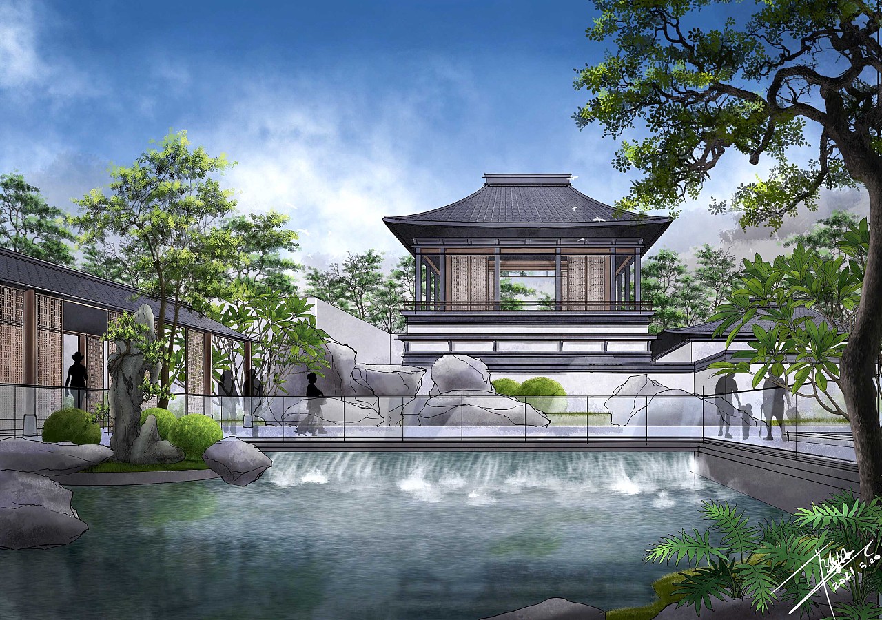 ipad手绘色彩快速表现,半个小时内快速完成#园林景观